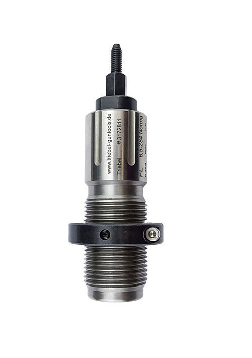 TRIEBEL's Full Length Die 300 WSM ensures precise cartridge sizing, features a removable expander, integrated primer ejector, and easy replacement of components.